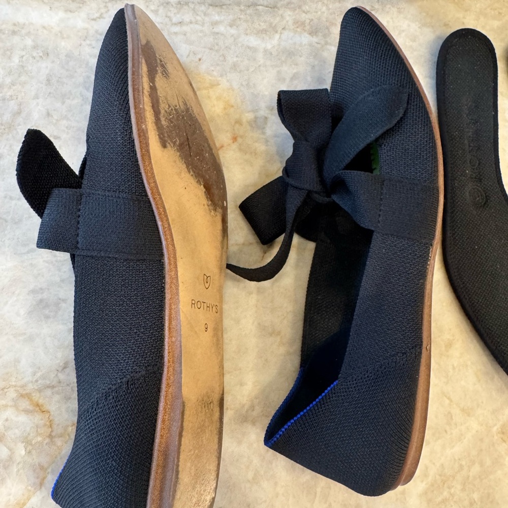 Rothy's Black Pointed Bow Flats - Picture 7 of 9
